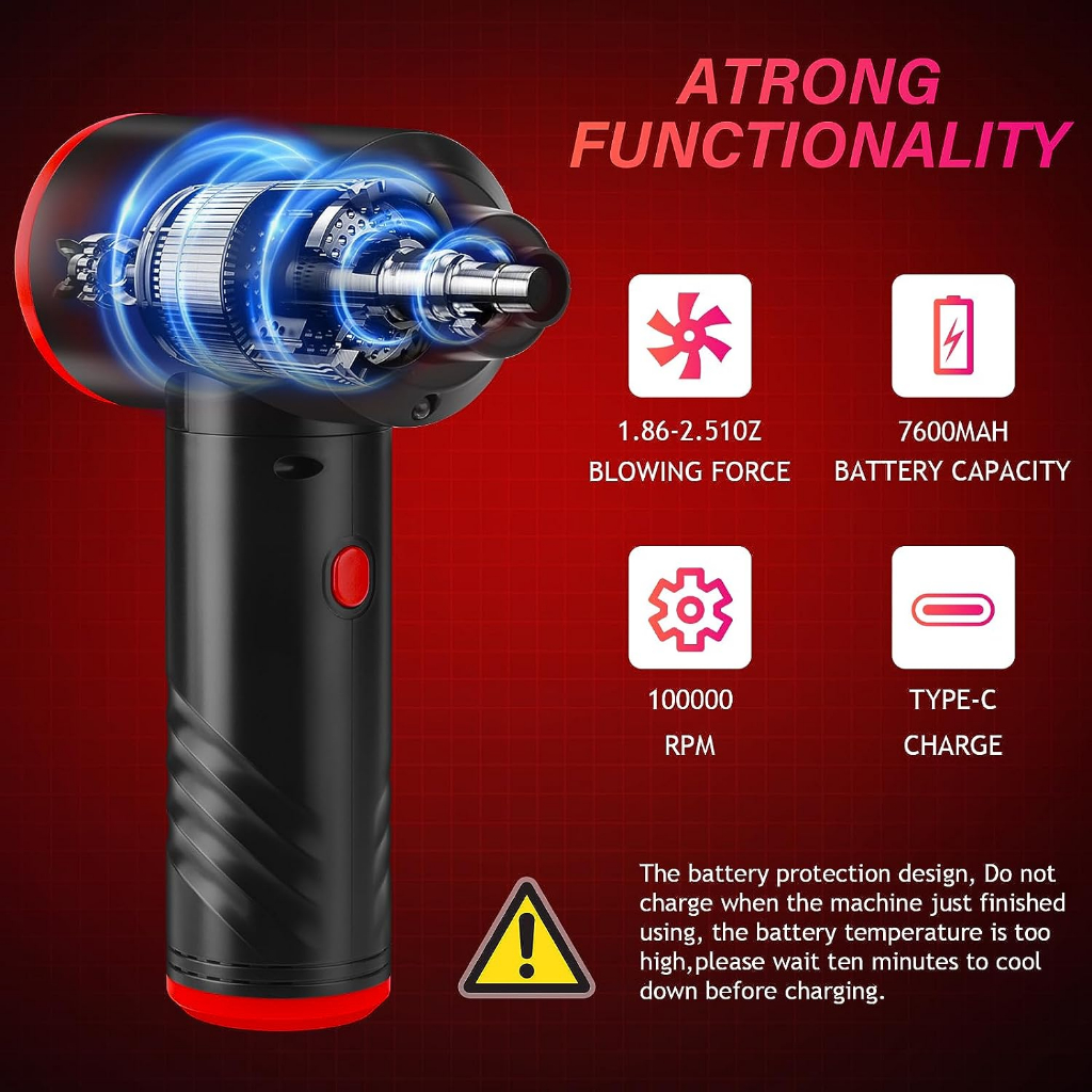 6000mah electric air duster blower máy thổi bụi không khí di động không dây remover máy hút bụi cầm tay có thể sạc lại cho pc máy tính xách tay bàn phím ô tô
