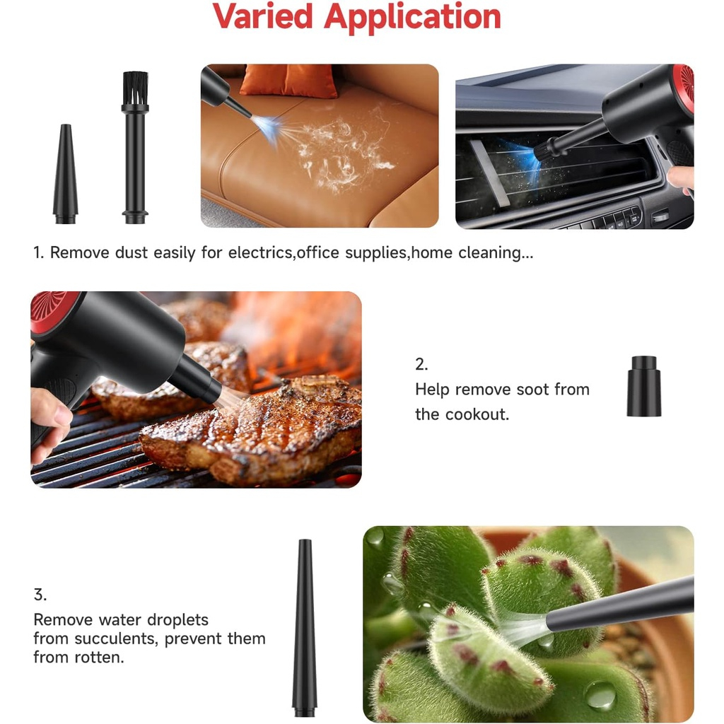 6000mah electric air duster blower máy thổi bụi không khí di động không dây remover máy hút bụi cầm tay có thể sạc lại cho pc máy tính xách tay bàn phím ô tô