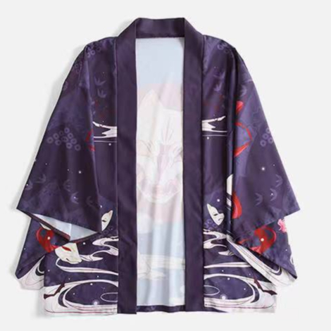 Áo Khoác kimono In Hình Cáo Phong Cách Nhật Bản Thời Trang Đi Biển Mùa Hè Cho Nữ
