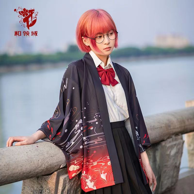 Áo Khoác kimono In Hình Cáo Phong Cách Nhật Bản Thời Trang Đi Biển Mùa Hè Cho Nữ