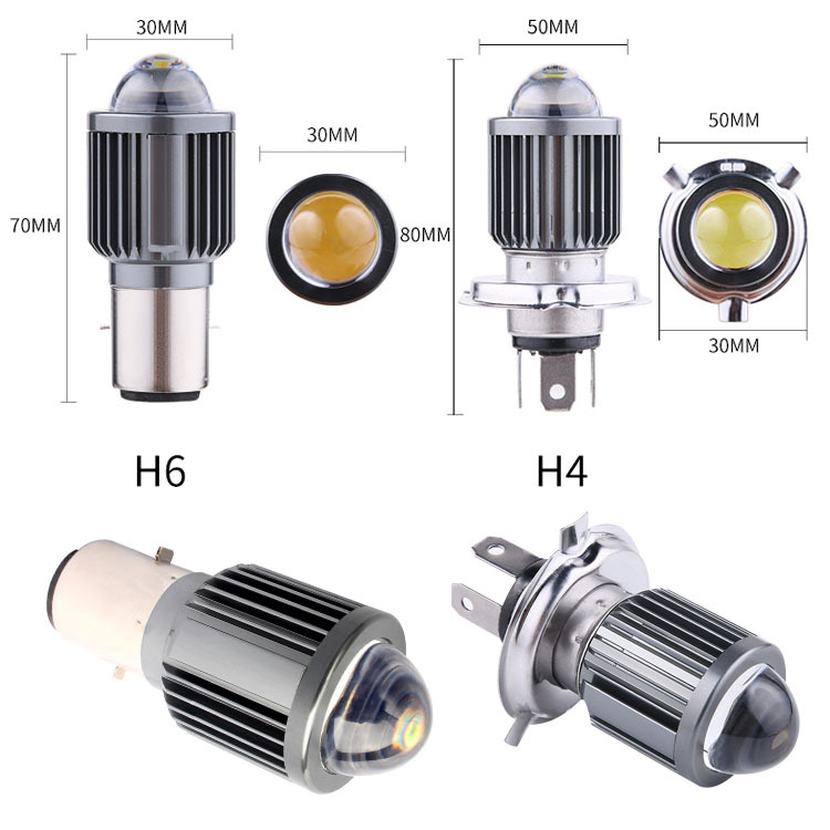 Đèn pha xe máy điện LED H4 BA20D Bóng hai màu 12V