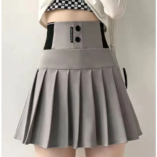 Chân Váy Ngắn Chữ a Xếp Ly Lưng Cao Co Giãn Màu Đen Thời Trang Cho Nữ