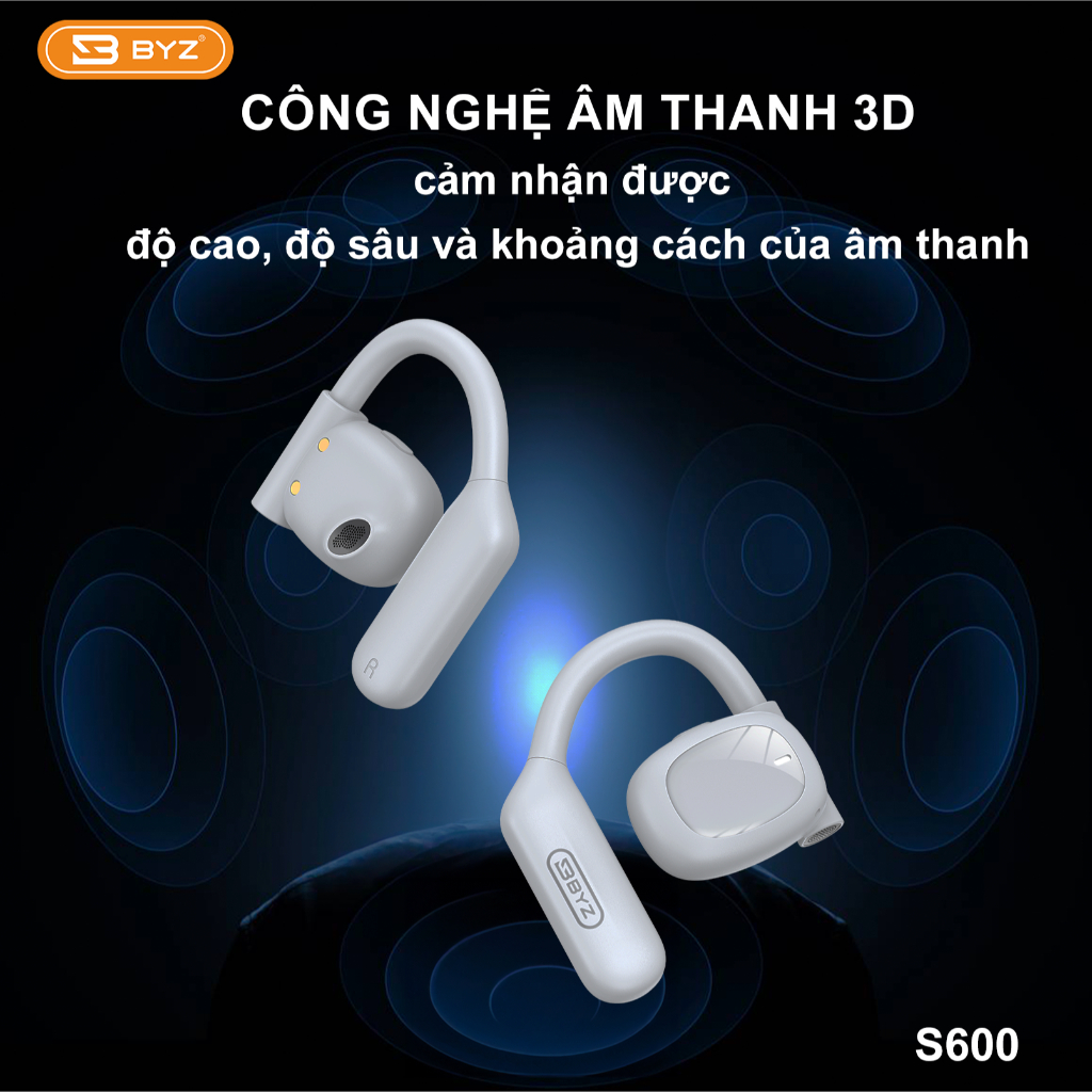 Tai Nghe bluetooth âm thanh 360 độ BYZ S600 Dung lượng pin 800mAh ENC giảm tiếng ồn