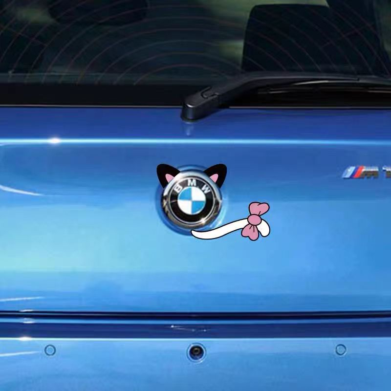 Miếng Dán Trang Trí Bình Xăng Xe Hơi Hình Tai Thỏ Hoạt Hình Vui Nhộn