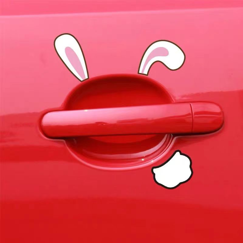 Miếng Dán Trang Trí Bình Xăng Xe Hơi Hình Tai Thỏ Hoạt Hình Vui Nhộn