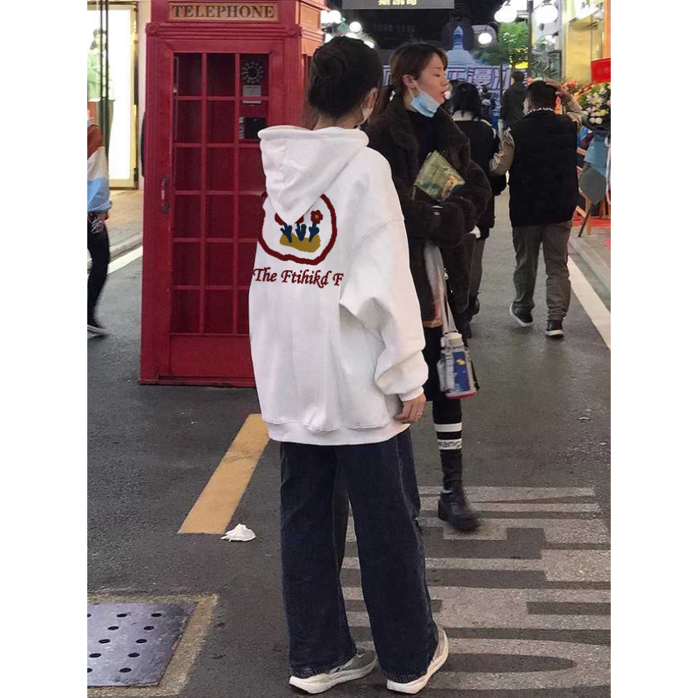 Áo hoodie Nữ Dáng Rộng Phong Cách retro Mỹ