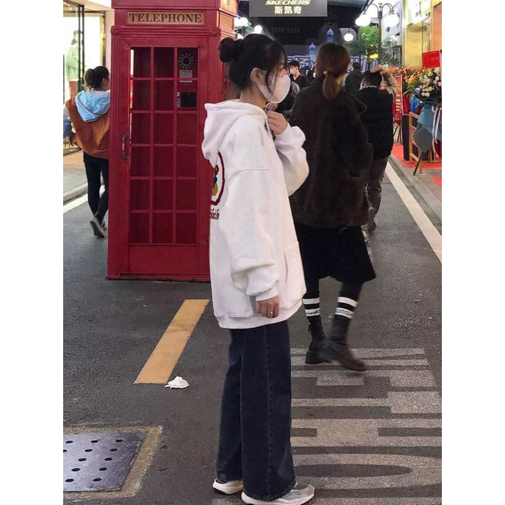 Áo hoodie Nữ Dáng Rộng Phong Cách retro Mỹ
