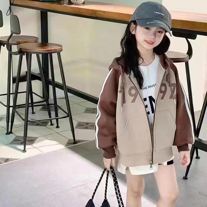 Áo Khoác Thể Thao Có Mũ Trùm Phong Cách Phương Tây Thời Trang Xuân Thu Cho Bé Gái