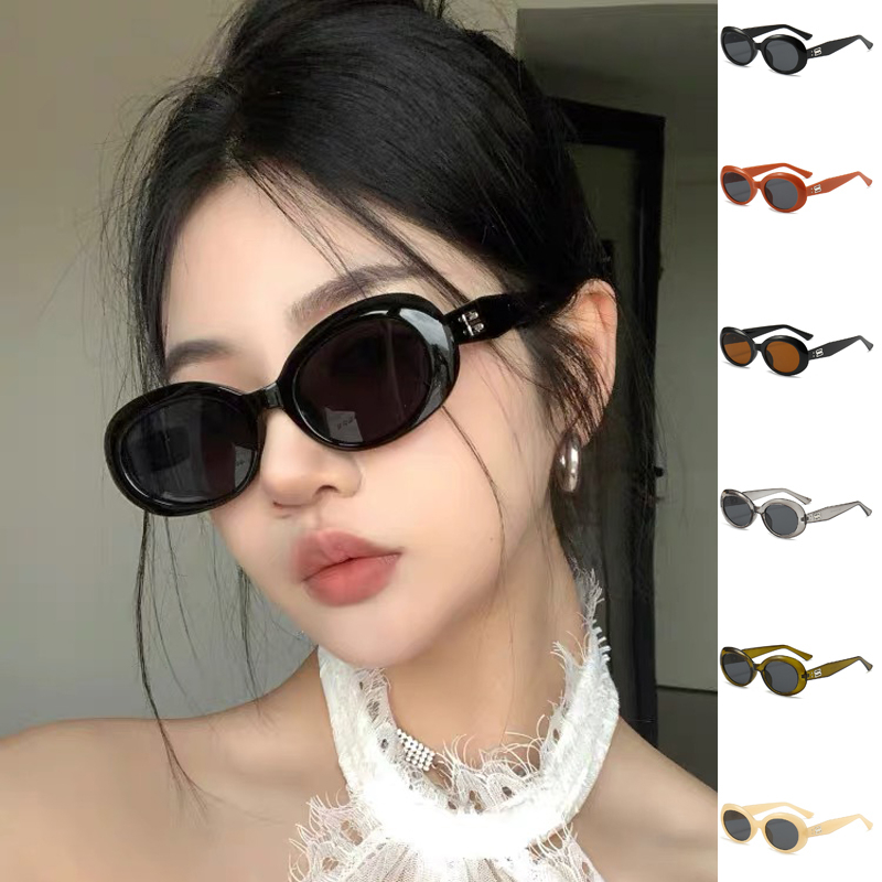 Kính Mát Gọng oval Nhỏ y2k Chống Tia uv Phong Cách hip hop Hàn Quốc Sự Bảo Vệ