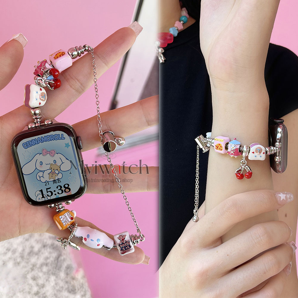 PANDORA Dễ Thương Dây Đeo Chuỗi Hạt Kim Loại Cho iwatch 8 7 6 5 se 4 3 2 1 49mm 41mm 45mm 44mm 40mm 38mm 42mm