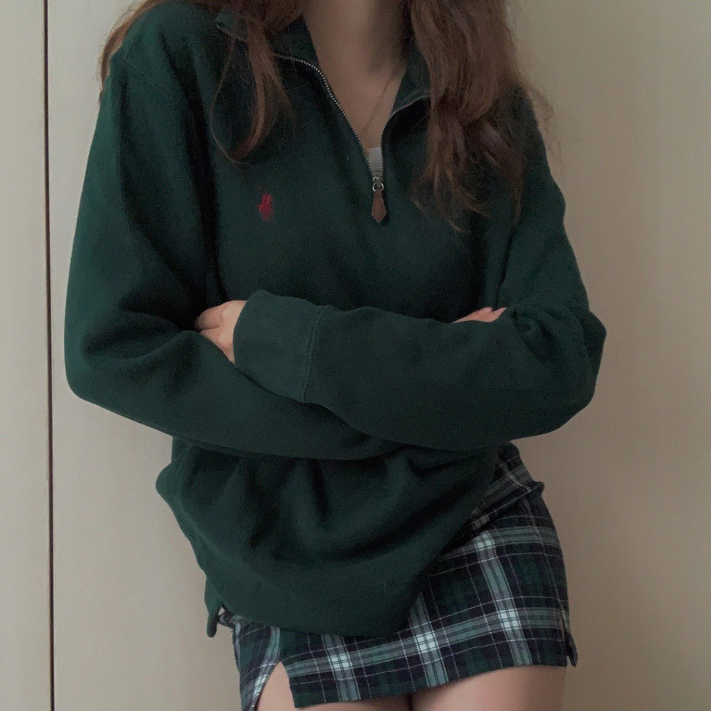 Áo sweater Thêu Nửa zip Nửa Thân Của Ralphlauren Cho Nam Và Nữ