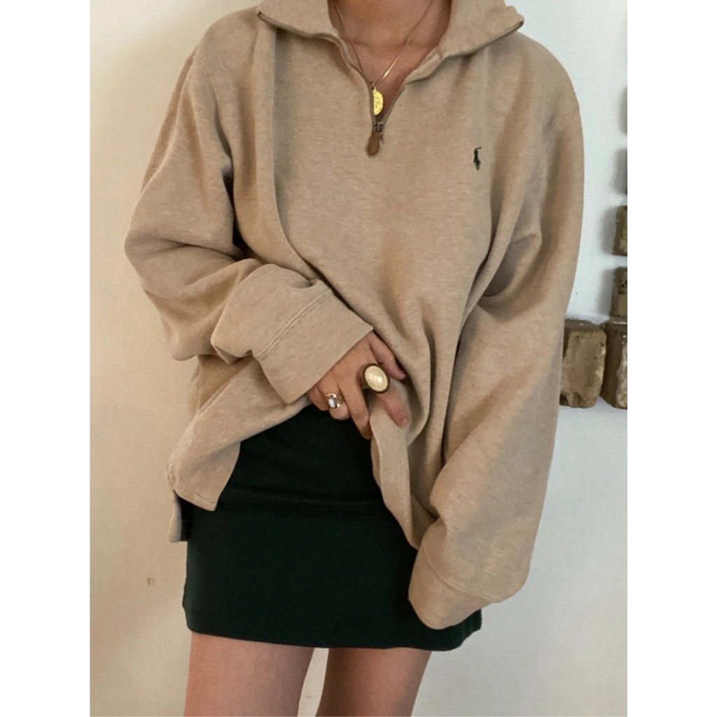 Áo sweater Thêu Nửa zip Nửa Thân Của Ralphlauren Cho Nam Và Nữ
