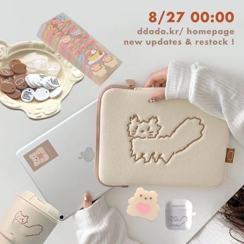 Túi Đựng Máy Tính Bảng Thêu Họa Tiết Hoạt Hình Dễ Thương Cho ipad 10 / 11 / 13 / 14 / 15 / 15.6 inch