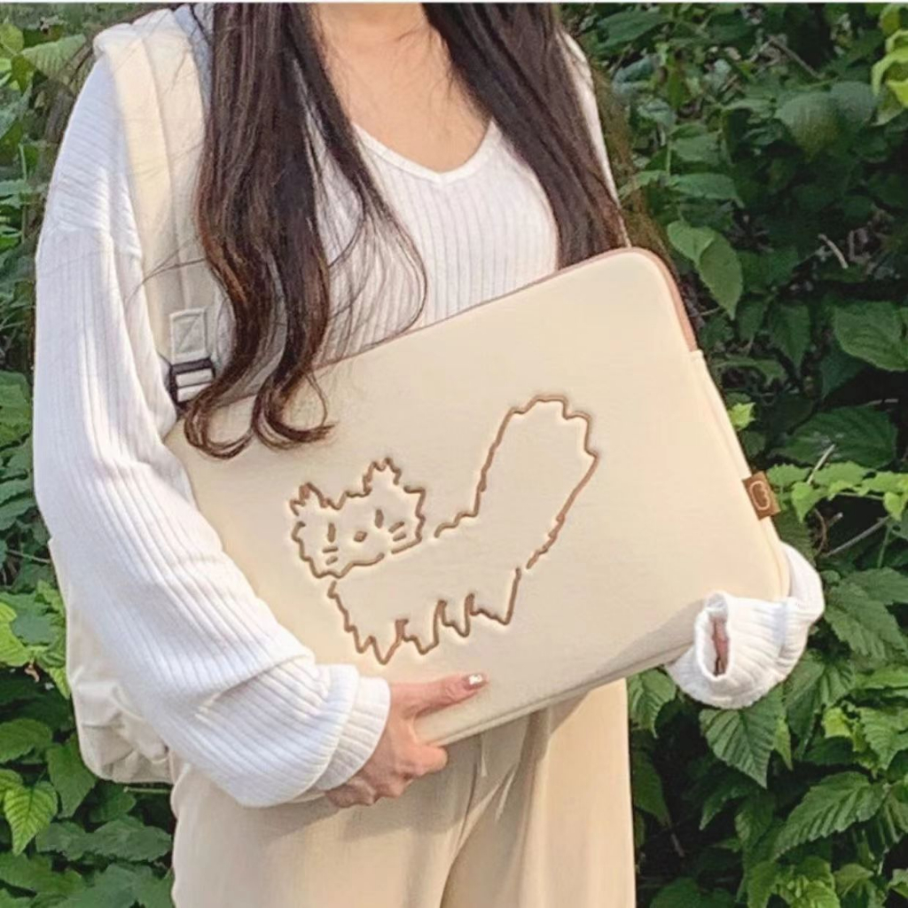 Túi Đựng Máy Tính Bảng Thêu Họa Tiết Hoạt Hình Dễ Thương Cho ipad 10 / 11 / 13 / 14 / 15 / 15.6 inch