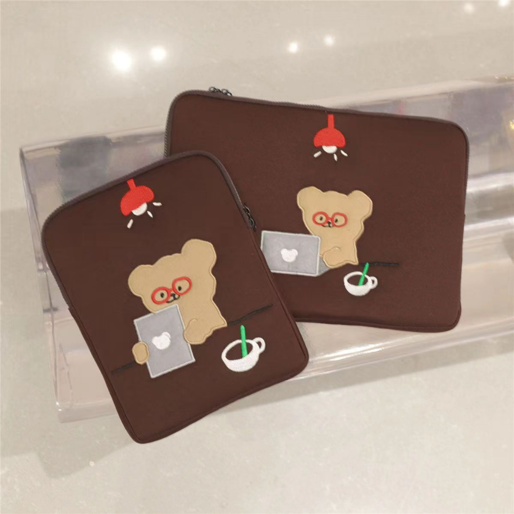 Túi Đựng Máy Tính Bảng Thêu Họa Tiết Hoạt Hình Dễ Thương Cho ipad 10 / 11 / 13 / 14 / 15 / 15.6 inch