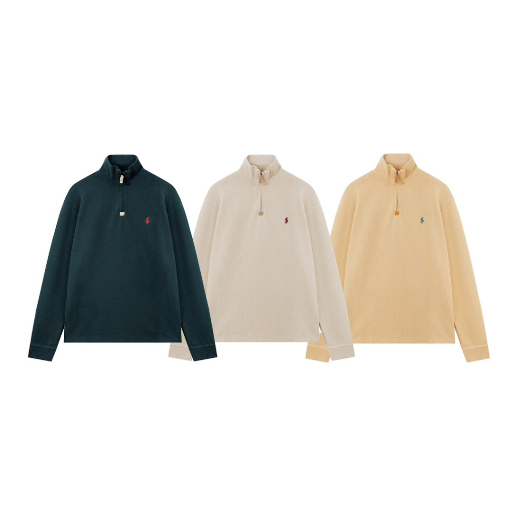 Áo sweater Thêu Nửa zip Nửa Thân Của Ralphlauren Cho Nam Và Nữ