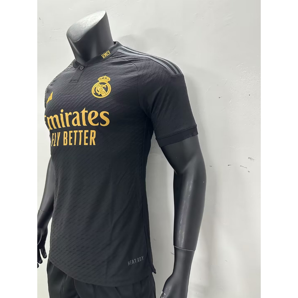 2324 real madrid 2 áo bóng đá jacquard đen sân khách áo sơ mi chất lượng cao áo bóng đá tay ngắn