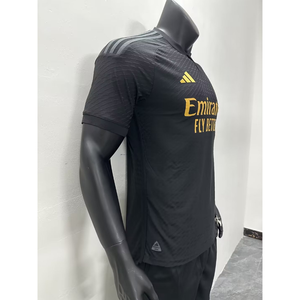 2324 real madrid 2 áo bóng đá jacquard đen sân khách áo sơ mi chất lượng cao áo bóng đá tay ngắn