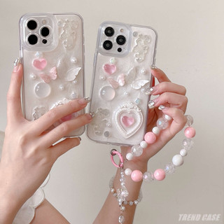 Ốp Điện Thoại tpu Dẻo Họa Tiết Hoạt Hình Bươm Bướm 3d Kèm Vòng Đeo Tay Cho iphone 14 13 12 11 pro x xr xs max