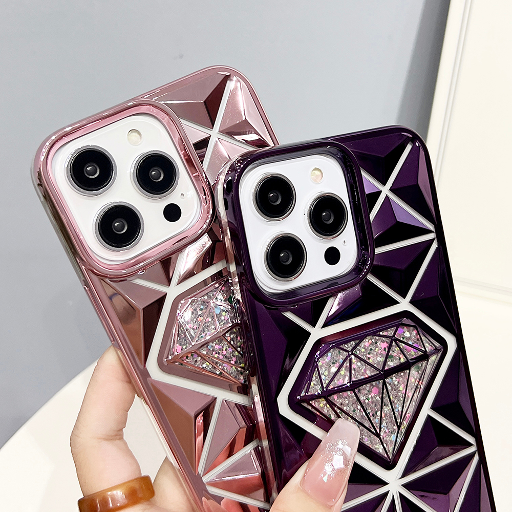 Ốp Điện Thoại tpu Cao Su Mềm Mạ Điện Hình Kim Cương Cho iphone 14 pro max iphone 13 pro max 12 13pro 12pro 13promax 12promax