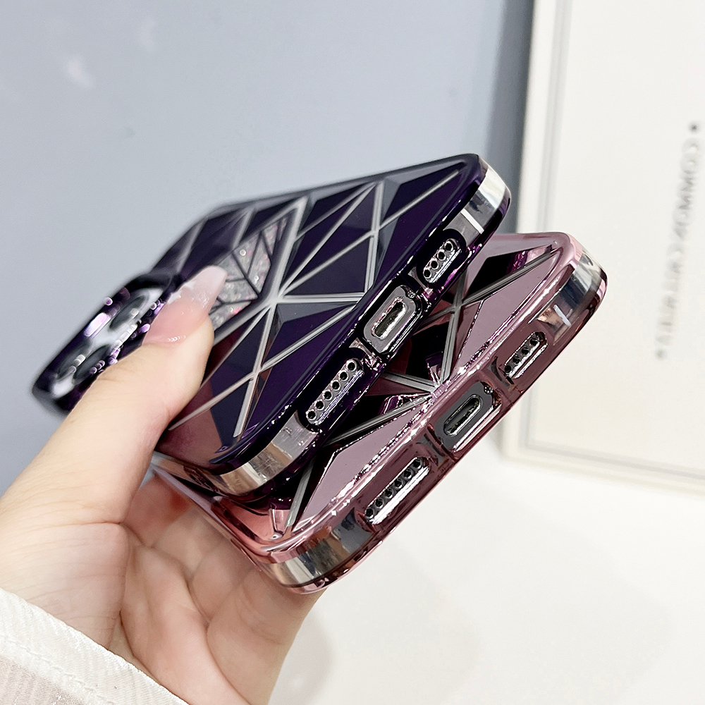 Ốp Điện Thoại tpu Cao Su Mềm Mạ Điện Hình Kim Cương Cho iphone 14 pro max iphone 13 pro max 12 13pro 12pro 13promax 12promax