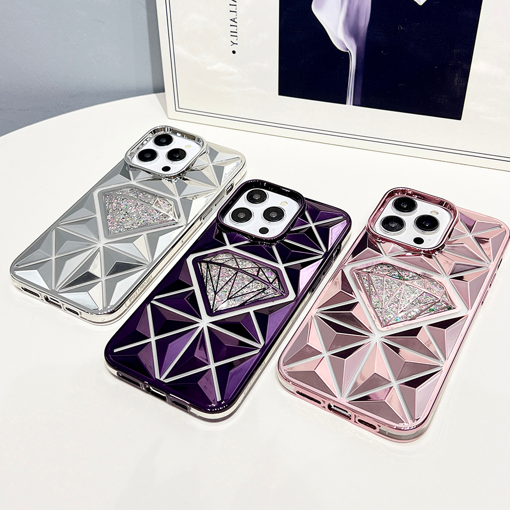 Ốp Điện Thoại tpu Cao Su Mềm Mạ Điện Hình Kim Cương Cho iphone 14 pro max iphone 13 pro max 12 13pro 12pro 13promax 12promax