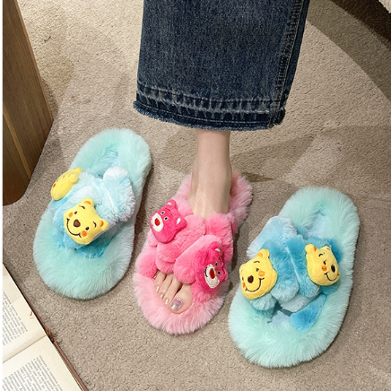 Dép Lê Bông Hở Ngón Hình Gấu Pooh Hoạt Hình Đáng Yêu Thời Trang 2023