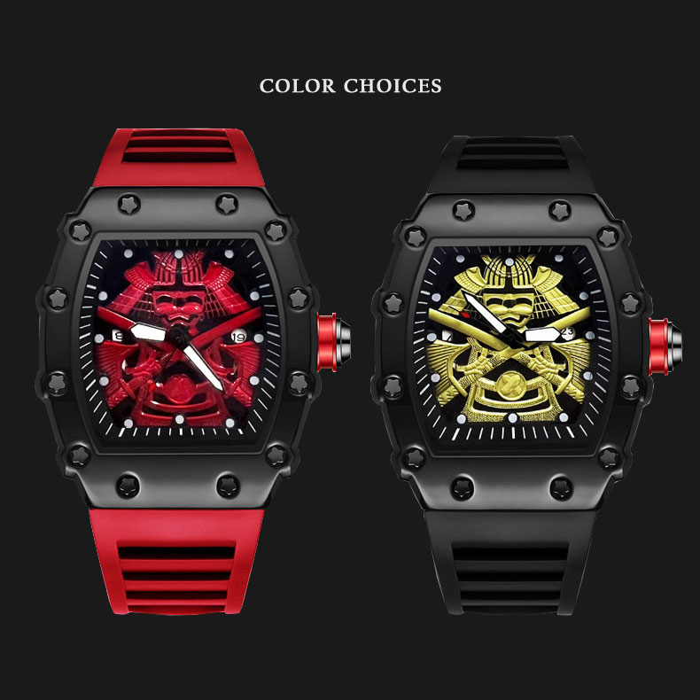 Samurai Đồng Hồ Nam Dây Silicon Mặt Tròn Thời Trang