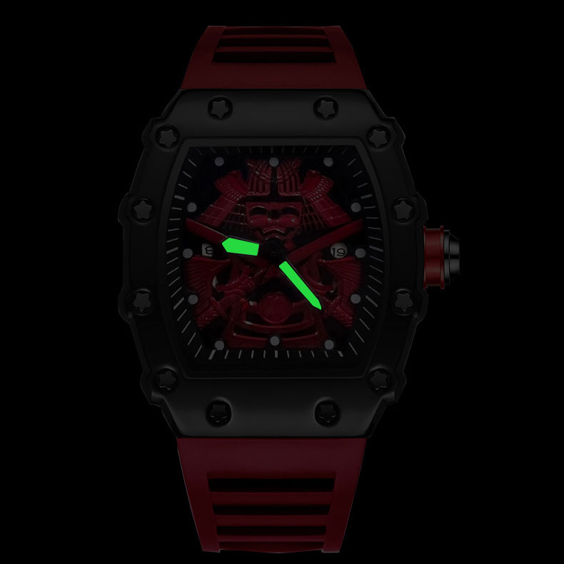 Samurai Đồng Hồ Nam Dây Silicon Mặt Tròn Thời Trang