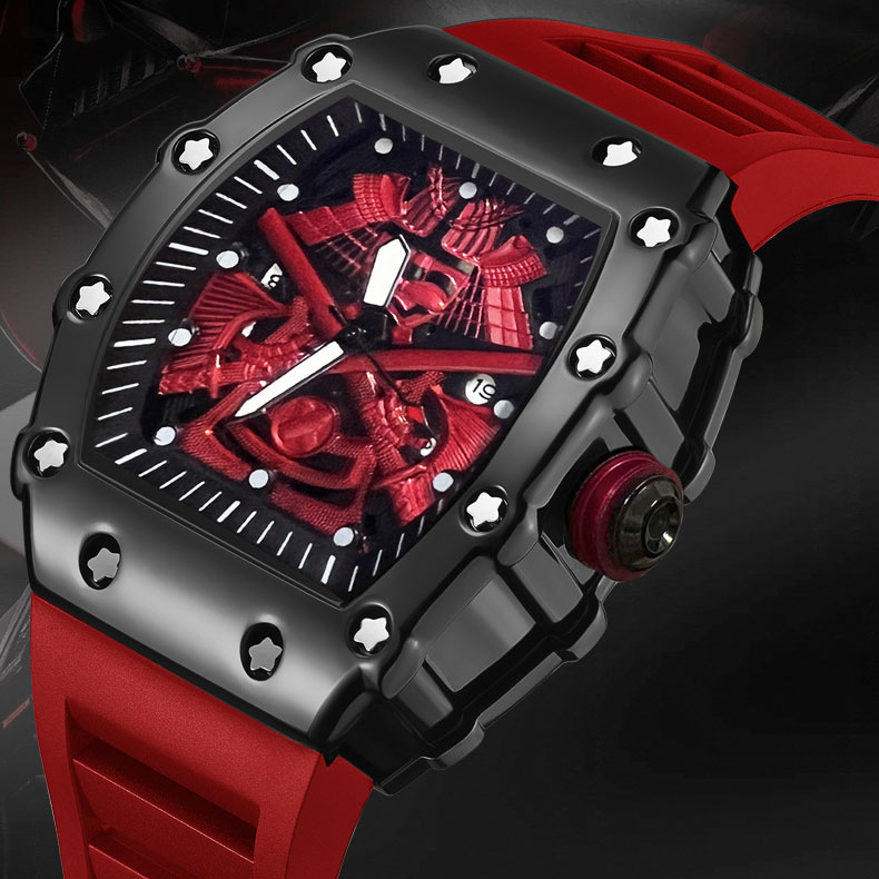 Samurai Đồng Hồ Nam Dây Silicon Mặt Tròn Thời Trang