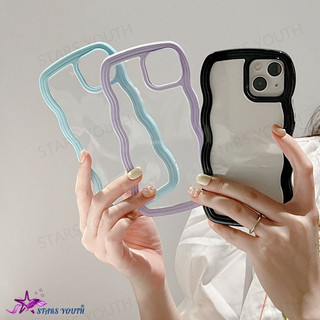 Ốp Điện Thoại Mềm Trong Suốt Viền Gợn Sóng Lớn Màu Kẹo Chống Rơi Vỡ 2 Trong 1 Cho iphone 15 13 12 14 pro max 11 xr x xs max