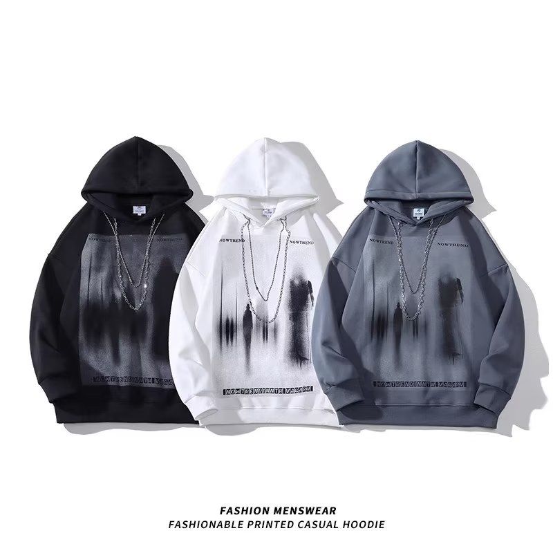Áo Hoodie Dáng Rộng Màu Đen Phong Cách hip hop Cá Tính Cho Nam Nữ