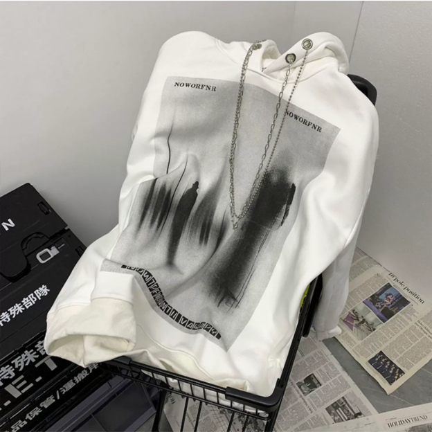 Áo Hoodie Dáng Rộng Màu Đen Phong Cách hip hop Cá Tính Cho Nam Nữ