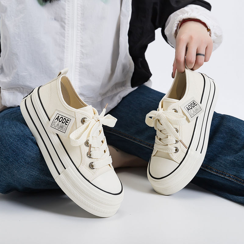 .Giày Thể Thao Vải Bạt Thời Trang Hàn Cho Nữ Giày Thể Thao Đế Dày Thời Trang Mùa Hè Cho Nữ Giày Thể Thao Thoáng Khí Thời Trang Năng Động Giày Vải Phù Hợp Với Học Sinh Với Giày Vải