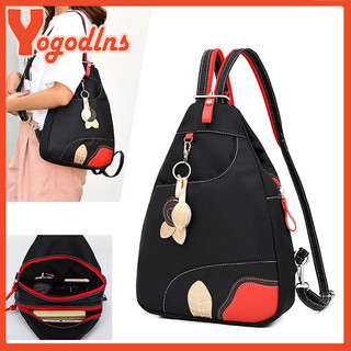 Yogodlns Thời Trang Nữ Nylon Chống Thấm Nước Ba Lô Nhỏ Người Phụ Nữ Dây Kéo Thời Trang Đi Bộ Đường Dài Ba Lô Túi Ngực