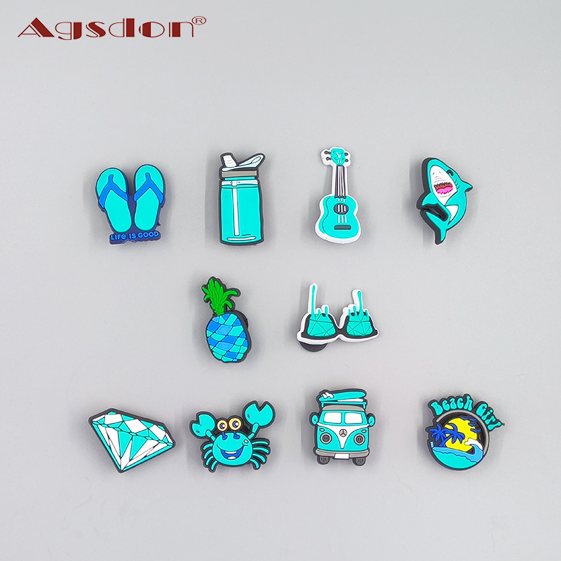 Agsdon Móc Khóa Giày Bằng Cao Su Mềm Màu Xanh Dương Dễ Thương diy