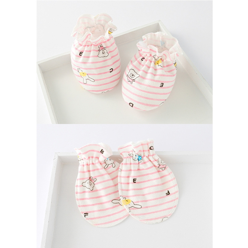 Bộ găng tay vớ và mũ trùm đầu cotton mềm mại chống trầy xước dành cho em bé