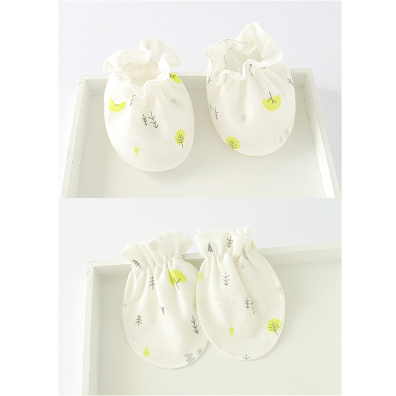 Bộ găng tay vớ và mũ trùm đầu cotton mềm mại chống trầy xước dành cho em bé