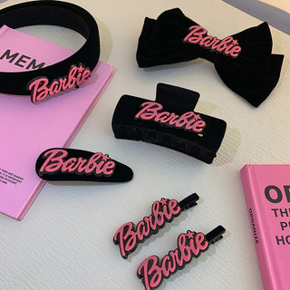 Kẹp tóc nhung đen băng đô cài tóc barbie nơ