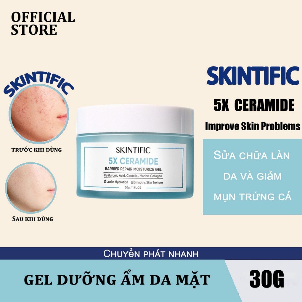 Skintific 5X Ceramide Barrier Repair Moisturize Gel 30G Kem Dưỡng Ẩm Dành  Cho Da Mặt Size Nhỏ | Shopee Việt Nam