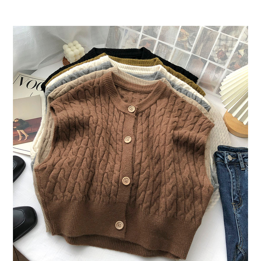 Xiaozhainv Áo Crop Top Dệt Kim Cổ Tròn Dáng Rộng 6 Màu Thời Trang Thường Ngày Cho Nữ