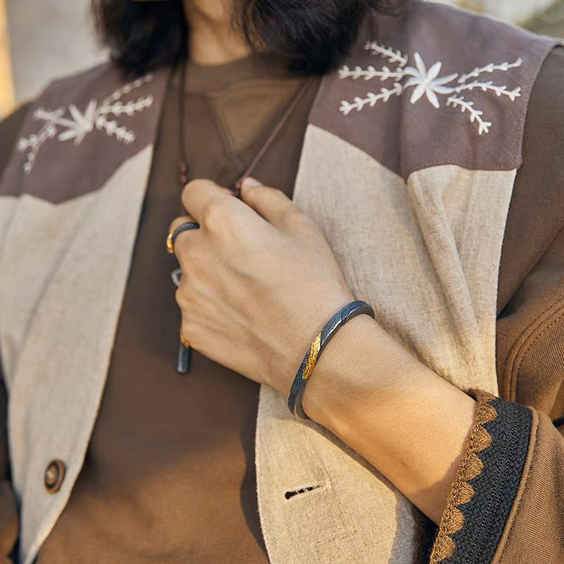 Vòng Tay Mạ Vàng 24k Phong Cách retro Cho Nam