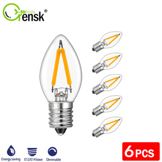 Set 6 bóng đèn led mini c7 1w e12 / e14 ánh sáng trắng ấm kiểu vintage trang trí nhà cửa dịp giáng sinh