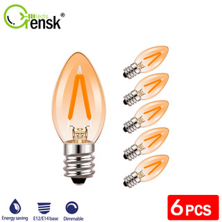 Set 6 bóng đèn led e12 e14 1w c7 mini ánh sáng trắng ấm trang trí nhà cửa