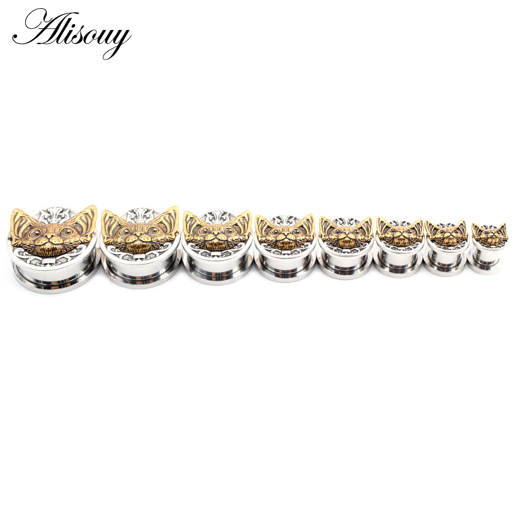 Alisouy Set 2 Khuyên Nong Tai Hình Đầu Lâu / Mặt Trời / Mèo Bằng Thép Không Gỉ