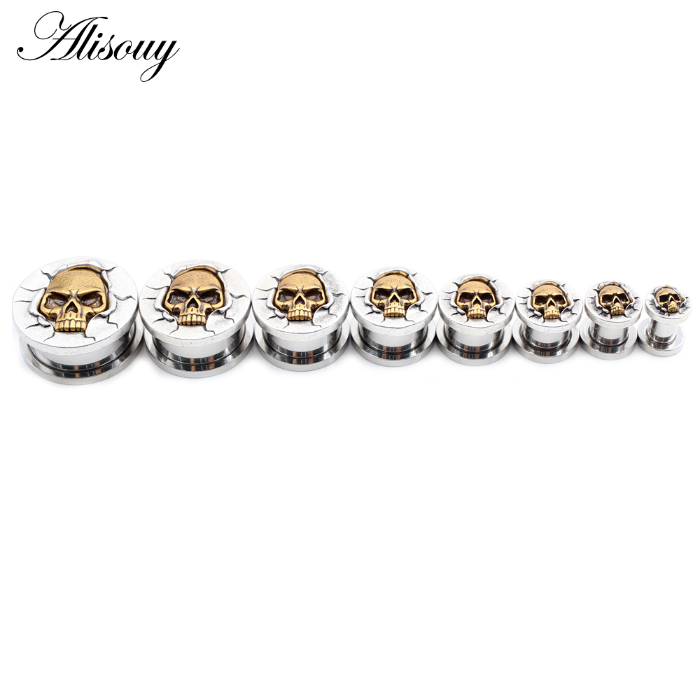 Alisouy Set 2 Khuyên Nong Tai Hình Đầu Lâu / Mặt Trời / Mèo Bằng Thép Không Gỉ