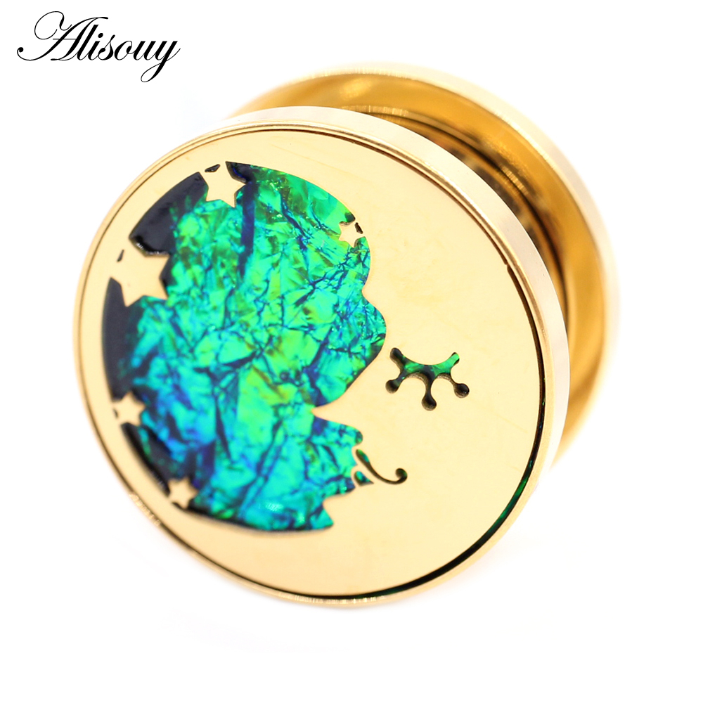 Alisouy Set 2 Khuyên Nong Tai Hình Đầu Lâu / Mặt Trời / Mèo Bằng Thép Không Gỉ