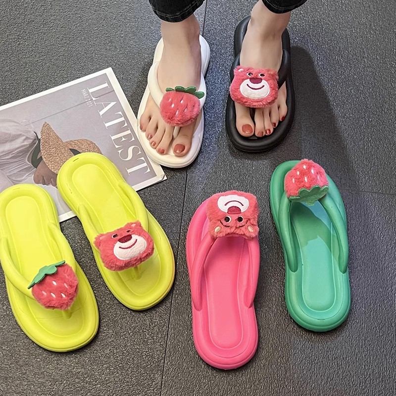 Dép gấu dâu Giày Cute Eva Dép xỏ ngón Thương Chống trượt cho nữ