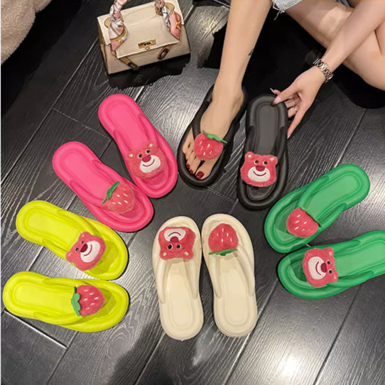 Dép gấu dâu Giày Cute Eva Dép xỏ ngón Thương Chống trượt cho nữ