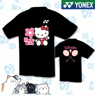  Áo cầu lông YONEX Áo sơ mi văn hóa "Hello Kitty" mới dành cho nam và nữ Áo thun thể thao bóng bàn ngắn tay hấp thụ mồ hôi thoải mái 